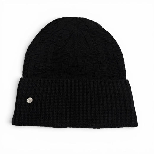Pristine HERMES Knit cap Frecans Serie Metal Hat black wool mens M