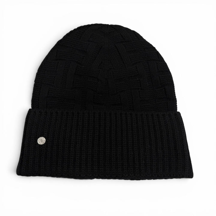 Pristine HERMES Knit cap Frecans Serie Metal Hat black wool mens M