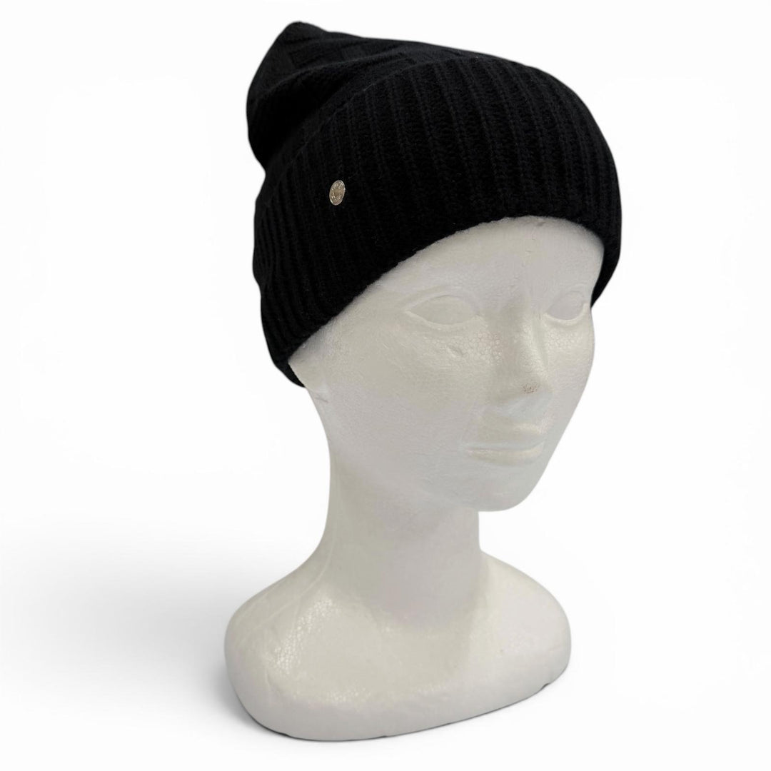 Pristine HERMES Knit cap Frecans Serie Metal Hat black wool mens M