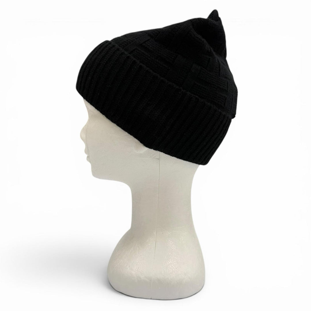 Pristine HERMES Knit cap Frecans Serie Metal Hat black wool mens M
