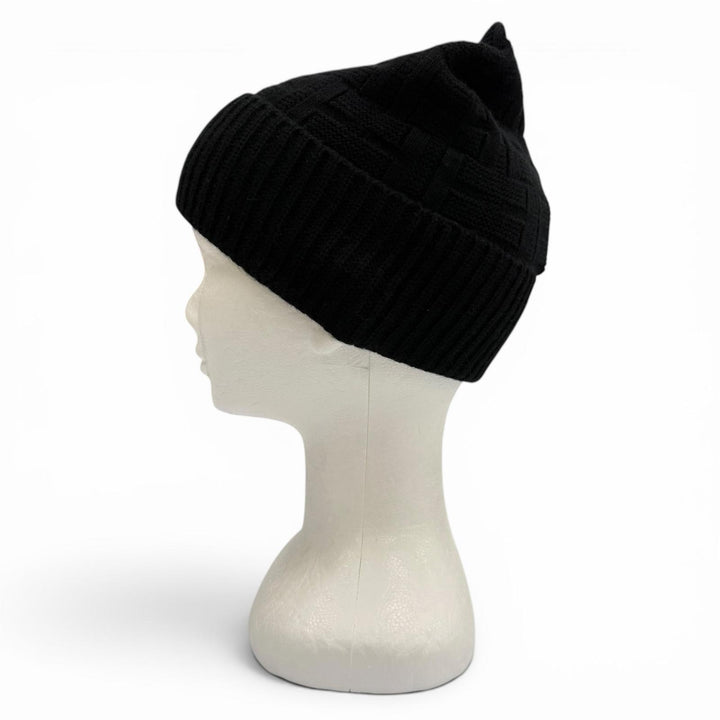 Pristine HERMES Knit cap Frecans Serie Metal Hat black wool mens M