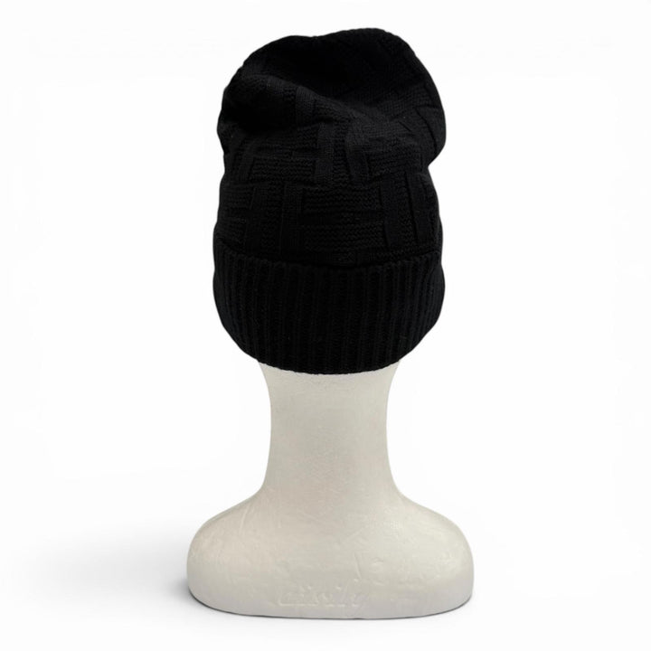 Pristine HERMES Knit cap Frecans Serie Metal Hat black wool mens M