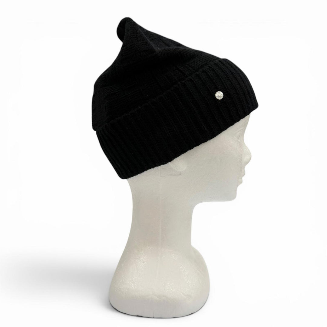 Pristine HERMES Knit cap Frecans Serie Metal Hat black wool mens M