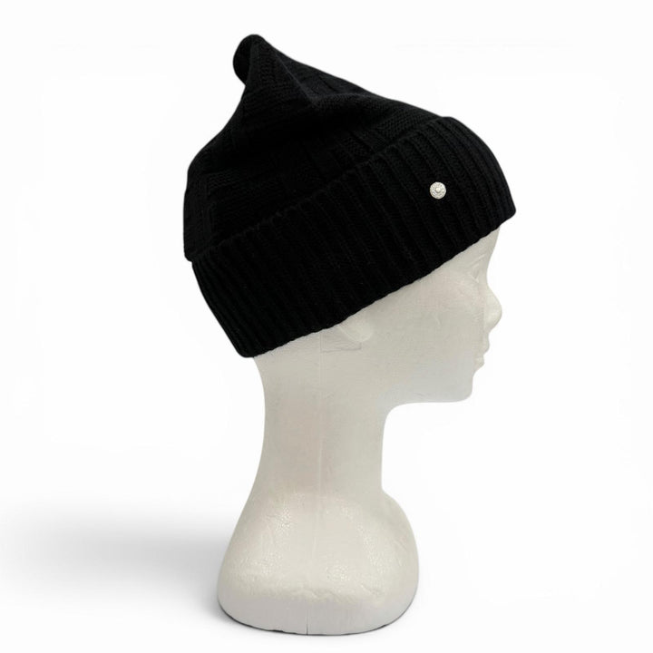 Pristine HERMES Knit cap Frecans Serie Metal Hat black wool mens M