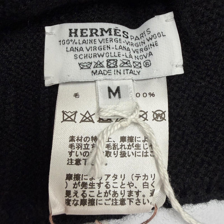 Pristine HERMES Knit cap Frecans Serie Metal Hat black wool mens M