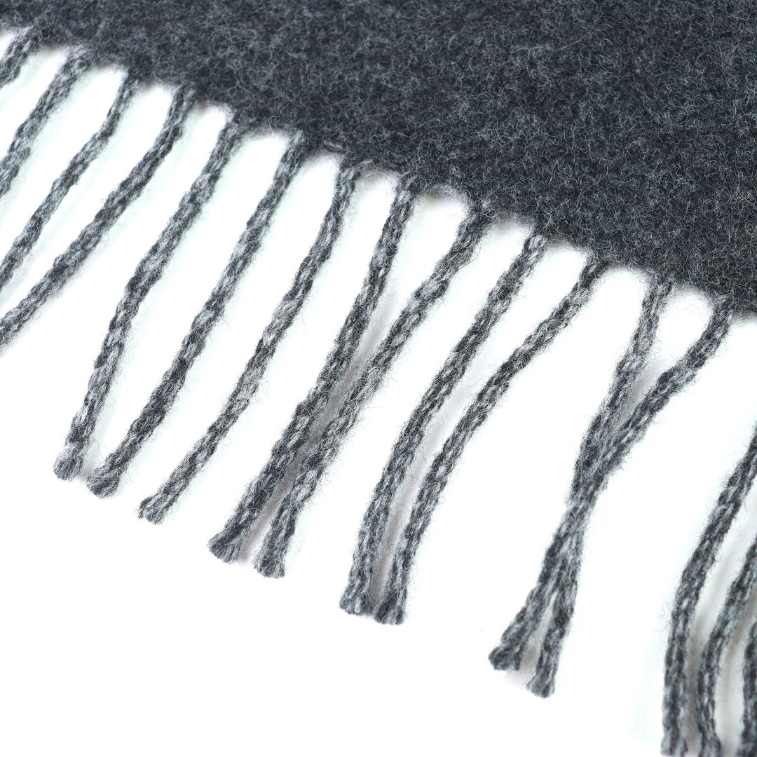 Excellent LOEWE Scarf Anagram Embroidery Fringe Long gray wool Women