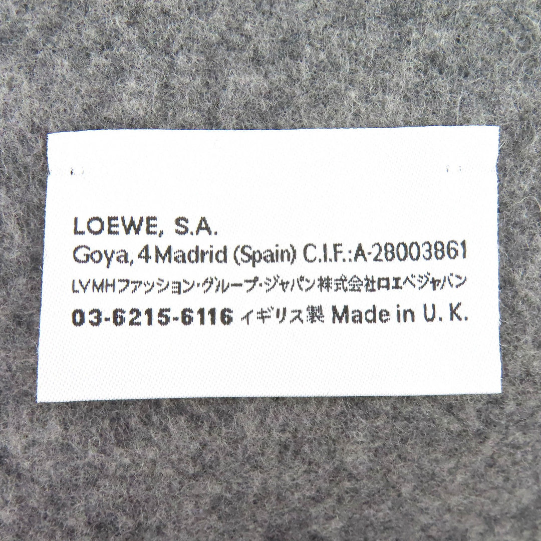 Excellent LOEWE Scarf Anagram Embroidery Fringe Long gray wool Women