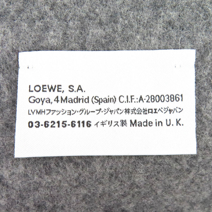 Excellent LOEWE Scarf Anagram Embroidery Fringe Long gray wool Women