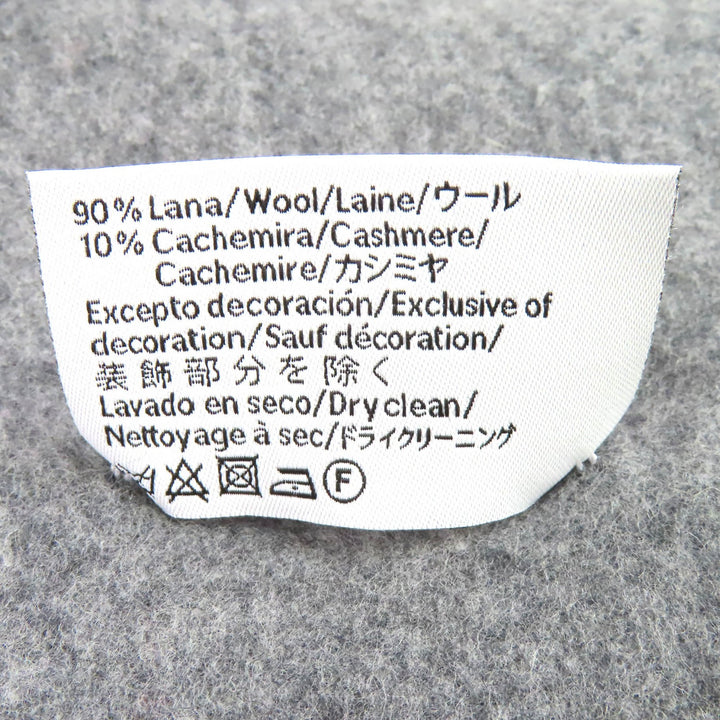 Excellent LOEWE Scarf Anagram Embroidery Fringe Long gray wool Women