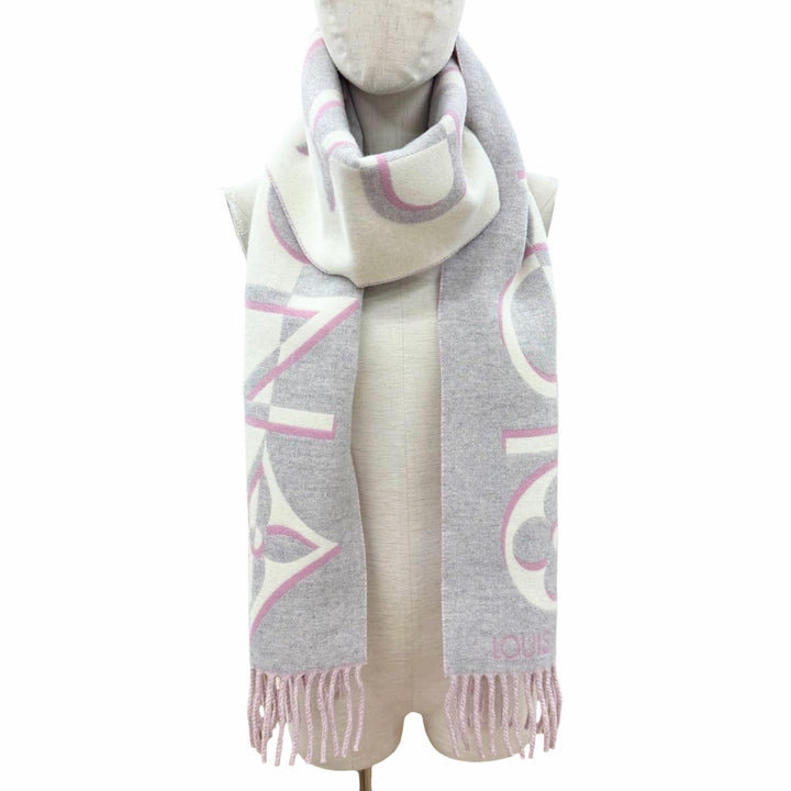 Excellent LOUIS VUITTON Scarf Muffler Duo Infiniti fringe Rose wool Women M93281