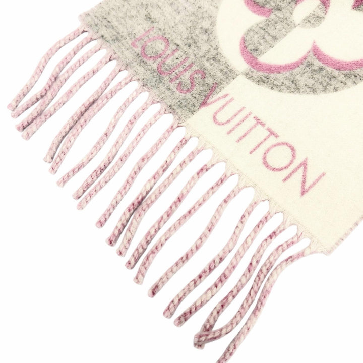 Excellent LOUIS VUITTON Scarf Muffler Duo Infiniti fringe Rose wool Women M93281