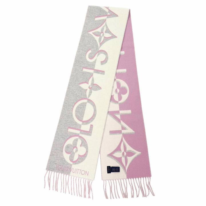 Excellent LOUIS VUITTON Scarf Muffler Duo Infiniti fringe Rose wool Women M93281