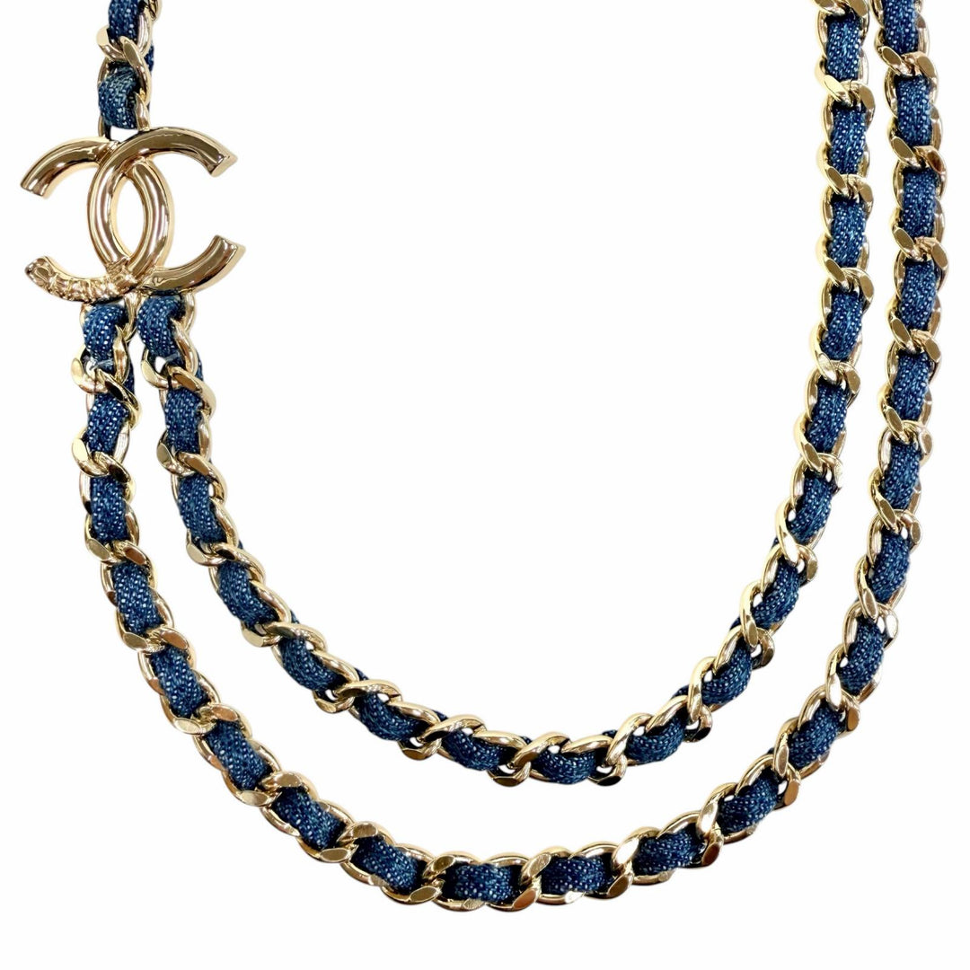 Excellent CHANEL Necklace blue Women B25P ABF163