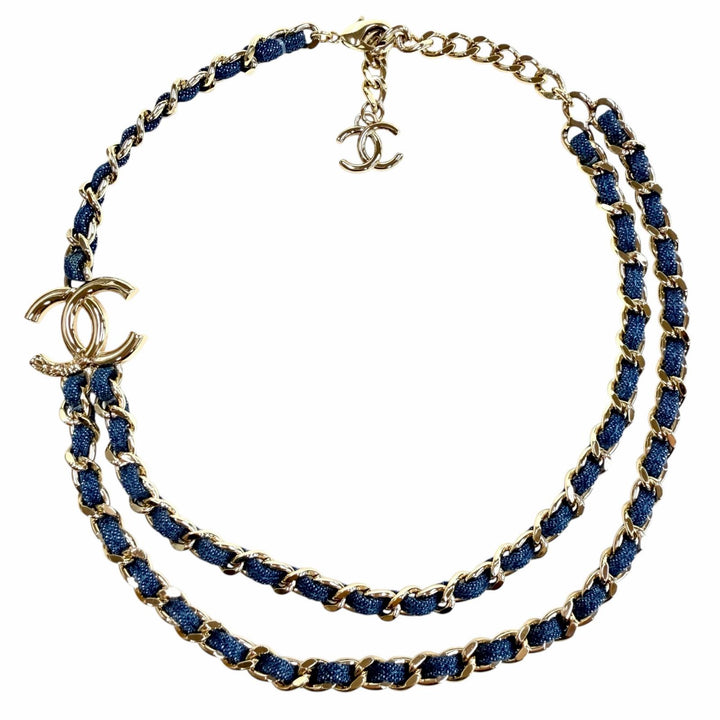 Excellent CHANEL Necklace blue Women B25P ABF163
