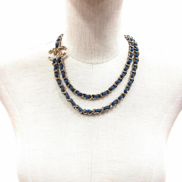 Excellent CHANEL Necklace blue Women B25P ABF163