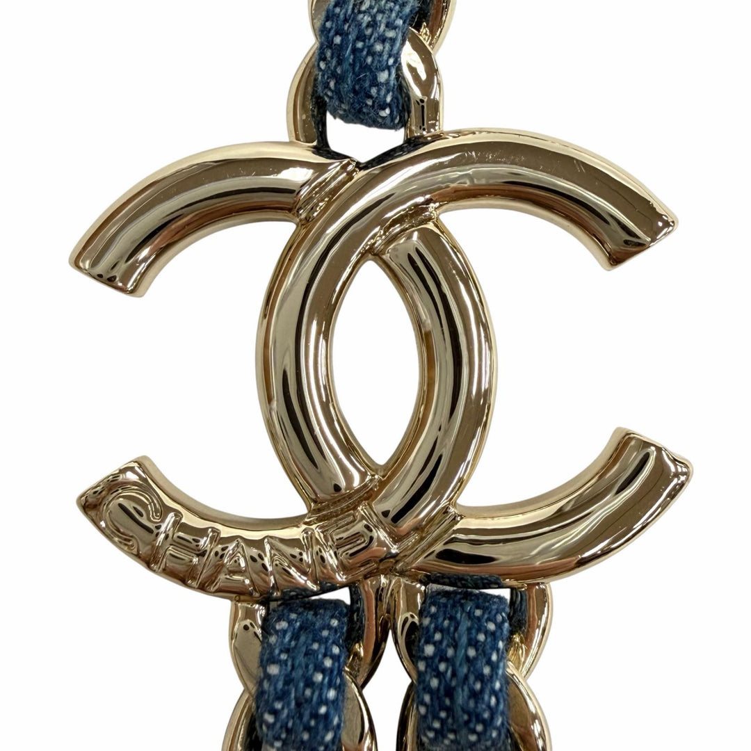 Excellent CHANEL Necklace blue Women B25P ABF163