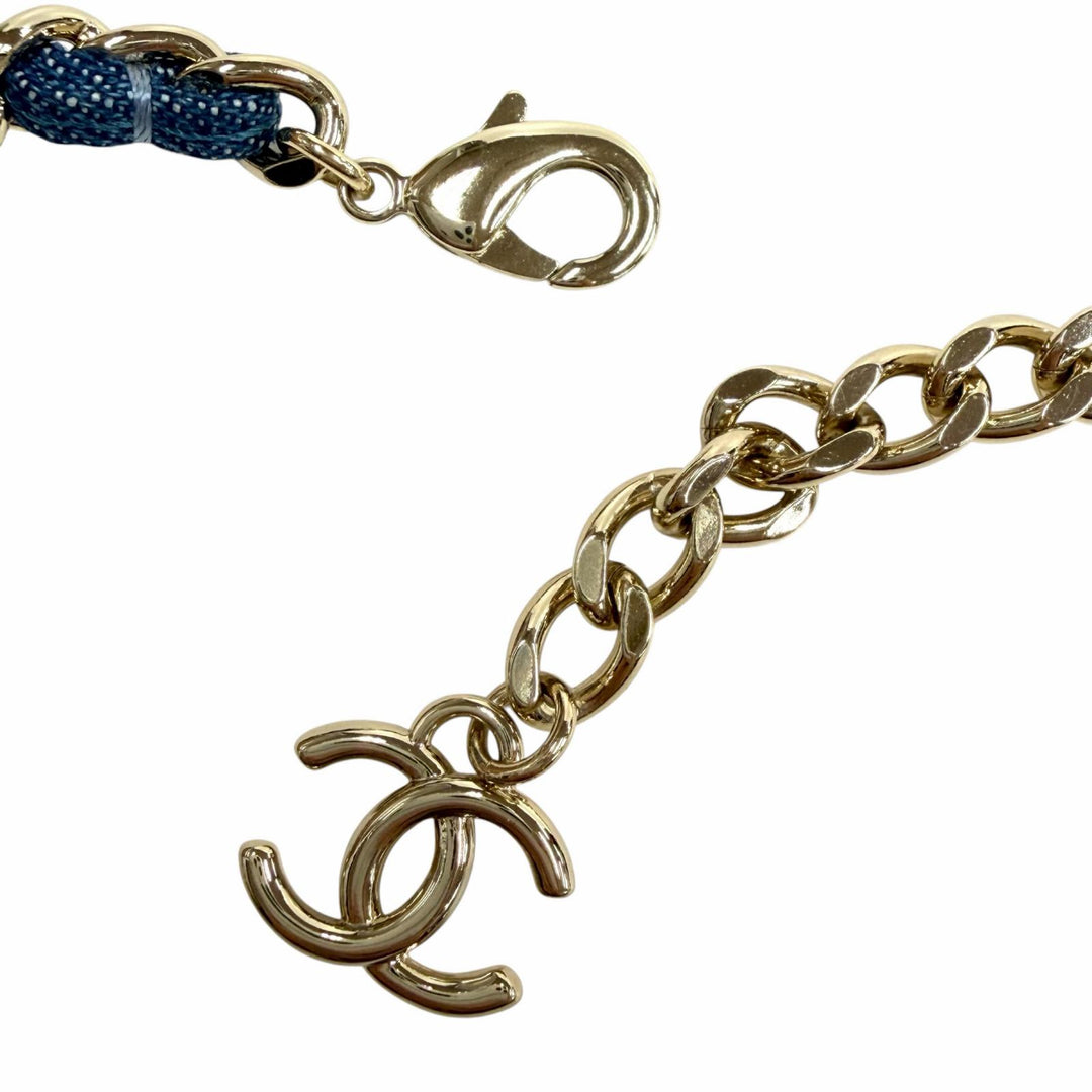 Excellent CHANEL Necklace blue Women B25P ABF163