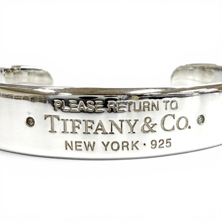Great TIFFANY&Co. Bangle Return to Narrow Cuff Bangle with 2 Diamonds AG925