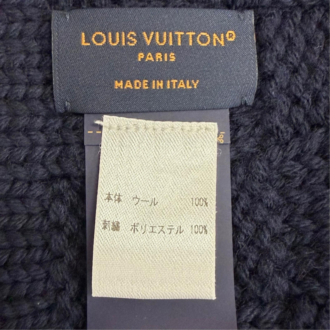 Great LOUIS VUITTON Scarf Damier Snug Navy wool mens M96959