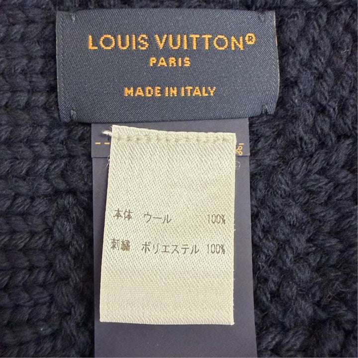 Great LOUIS VUITTON Scarf Damier Snug Navy wool mens M96959