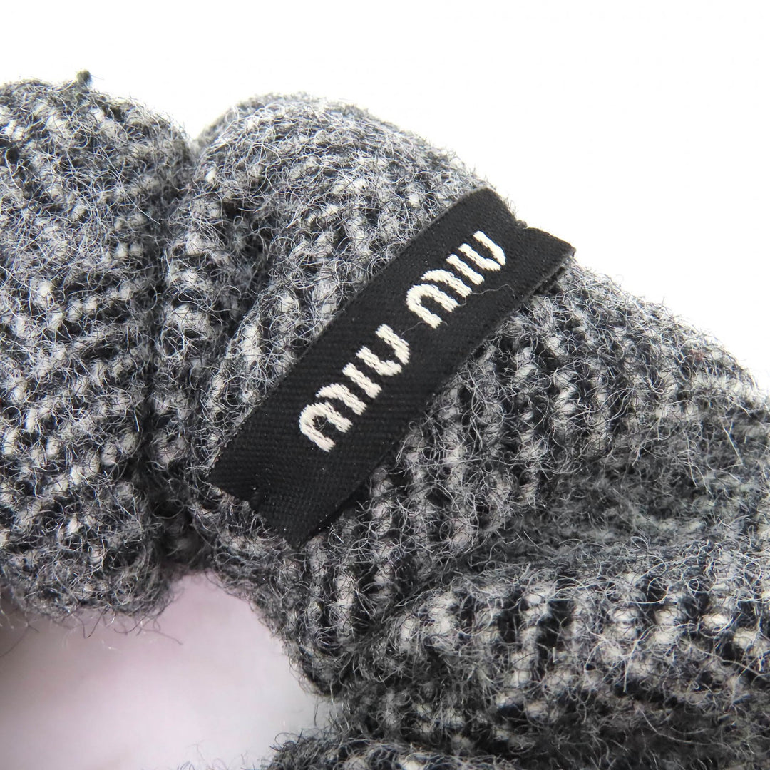 Excellent MIUMIU Chevron wool scrunchie Tweed hair tie with ribbon, 51F181