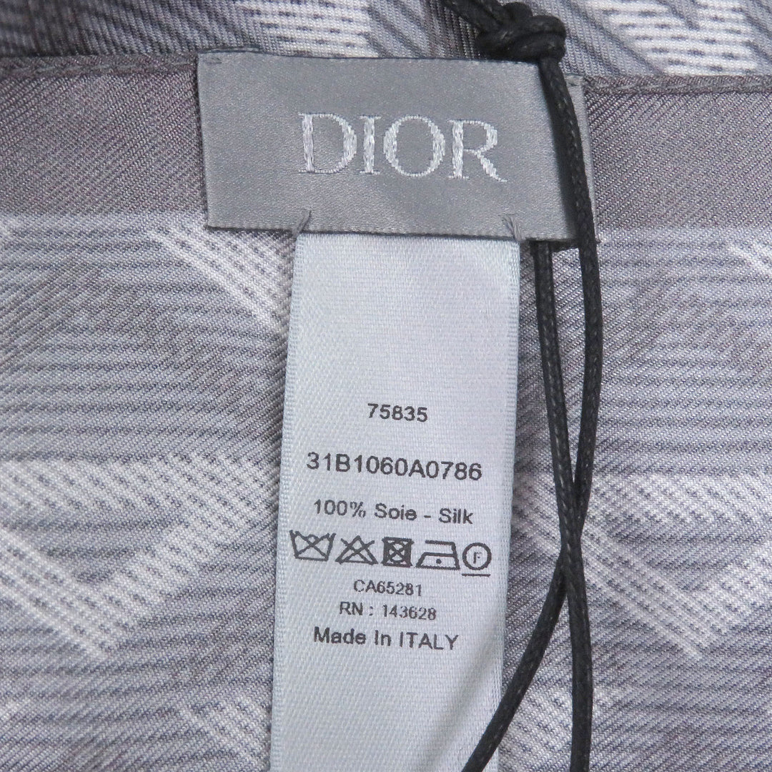 Pristine DIOR handkerchief CD Diamond Pocket Square Scarf gray silk