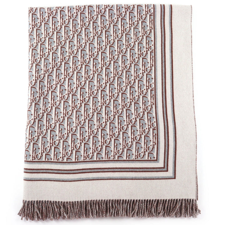 Excellent DIOR Other accessories Oblique Fringe Large Blanket gray 34Z0002A0900