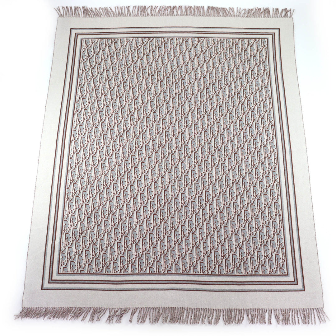 Excellent DIOR Other accessories Oblique Fringe Large Blanket gray 34Z0002A0900