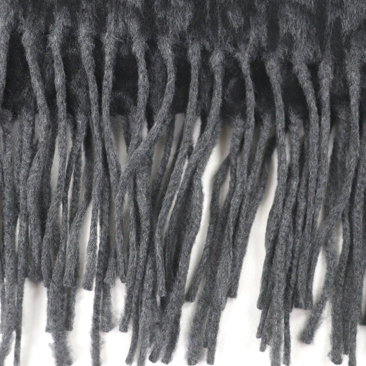 Pristine DIOR Scarf Oblique logo print large shawl with fringe gray silk