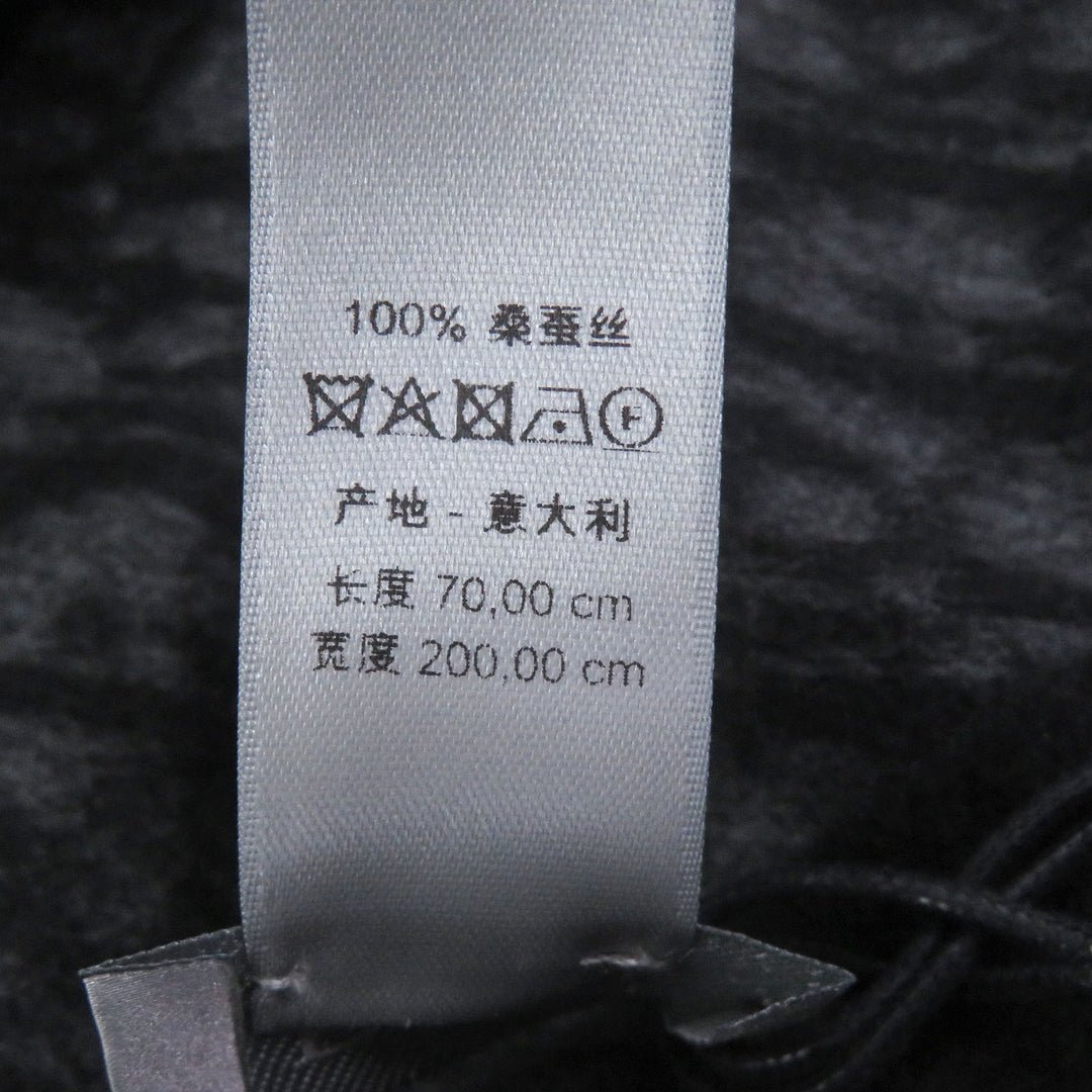 Pristine DIOR Scarf Oblique logo print large shawl with fringe gray silk