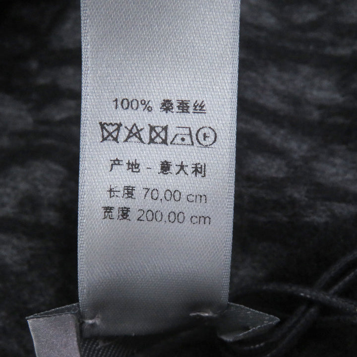 Pristine DIOR Scarf Oblique logo print large shawl with fringe gray silk