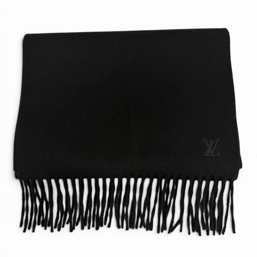 Great LOUIS VUITTON Scarf black cashmere mens M75362