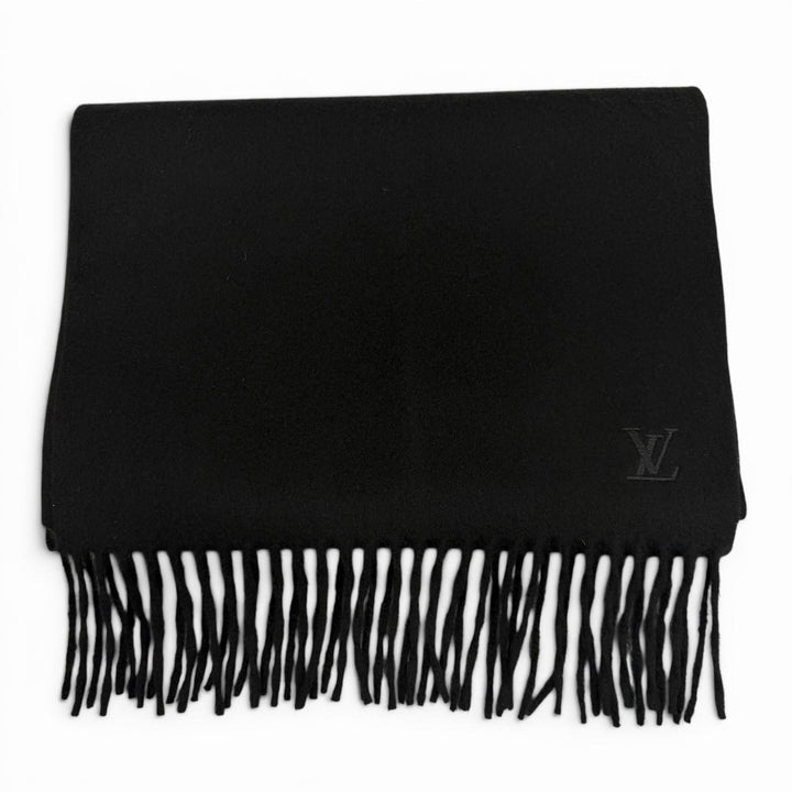 Great LOUIS VUITTON Scarf black cashmere mens M75362
