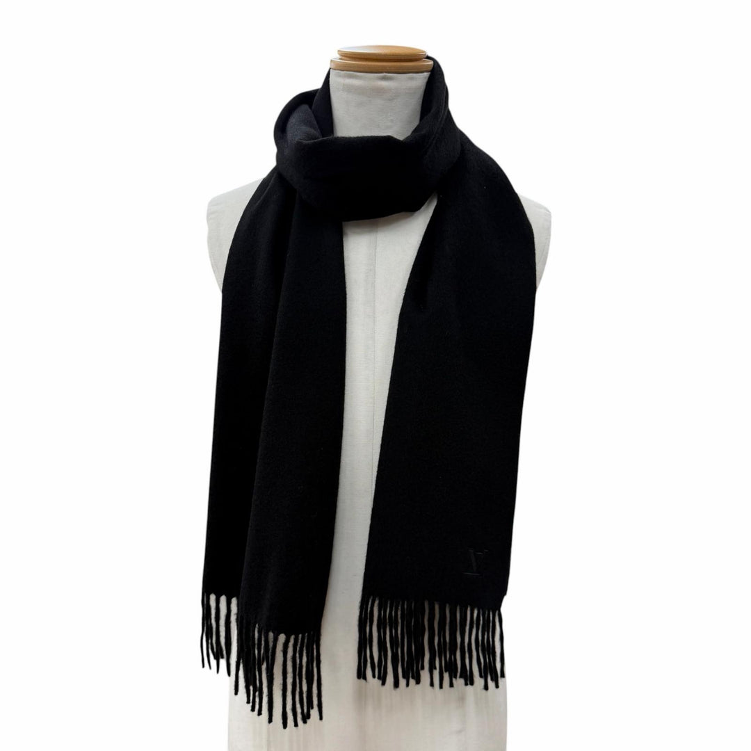 Great LOUIS VUITTON Scarf black cashmere mens M75362