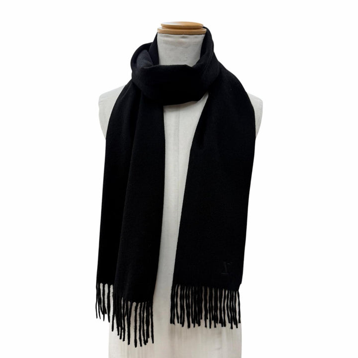 Great LOUIS VUITTON Scarf black cashmere mens M75362