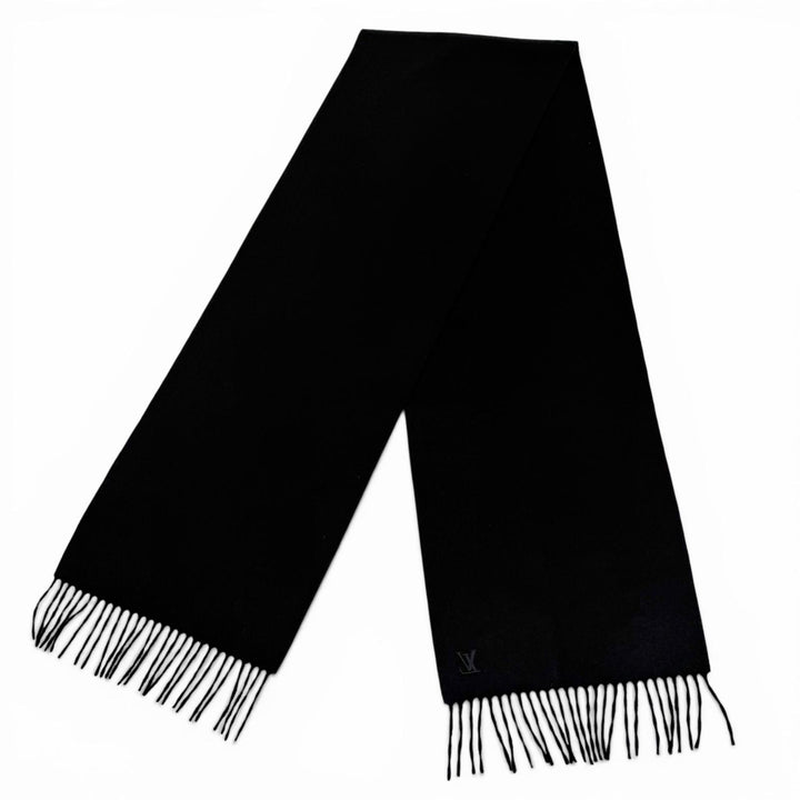 Great LOUIS VUITTON Scarf black cashmere mens M75362