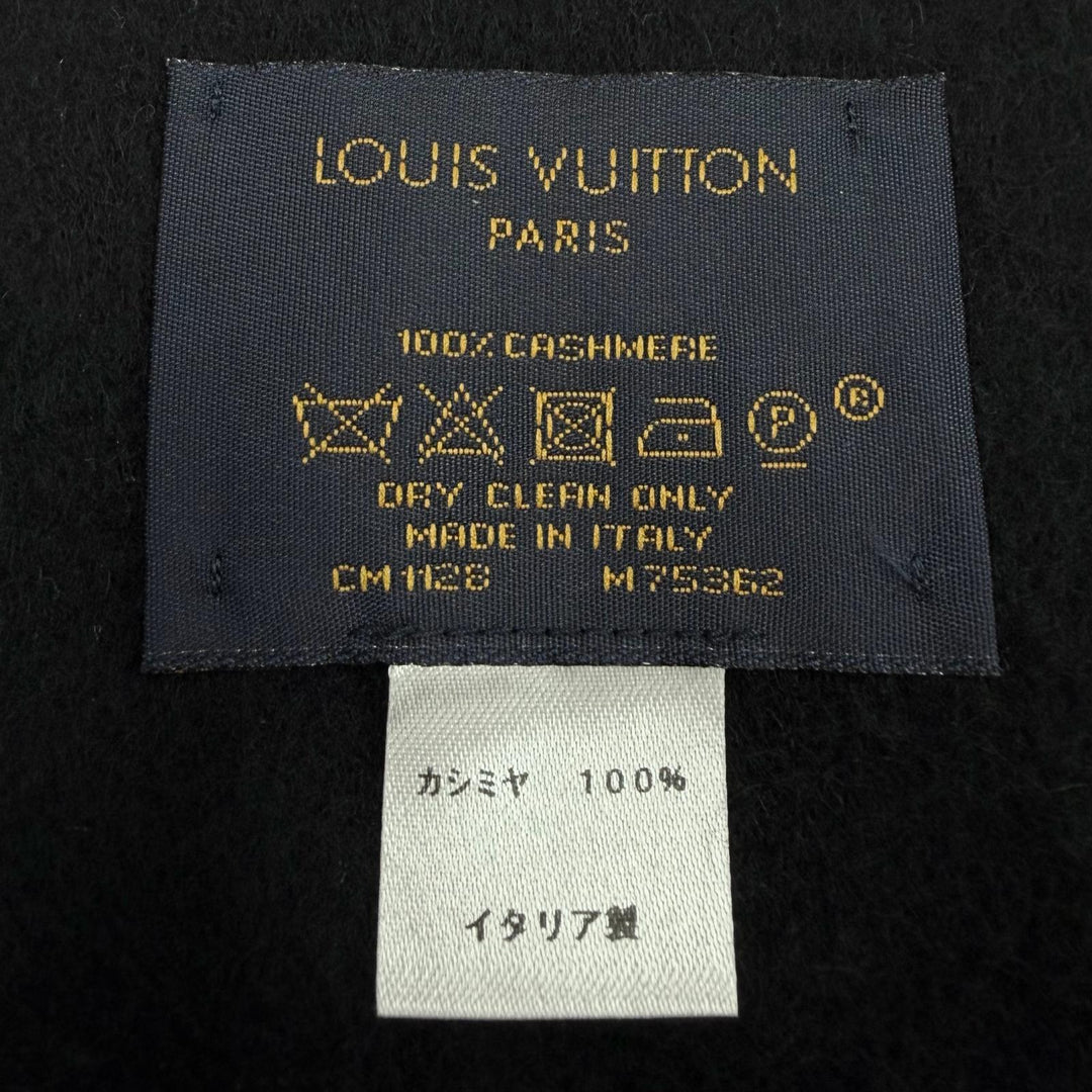 Great LOUIS VUITTON Scarf black cashmere mens M75362