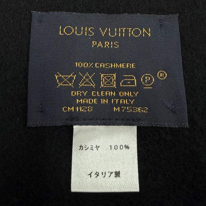 Great LOUIS VUITTON Scarf black cashmere mens M75362