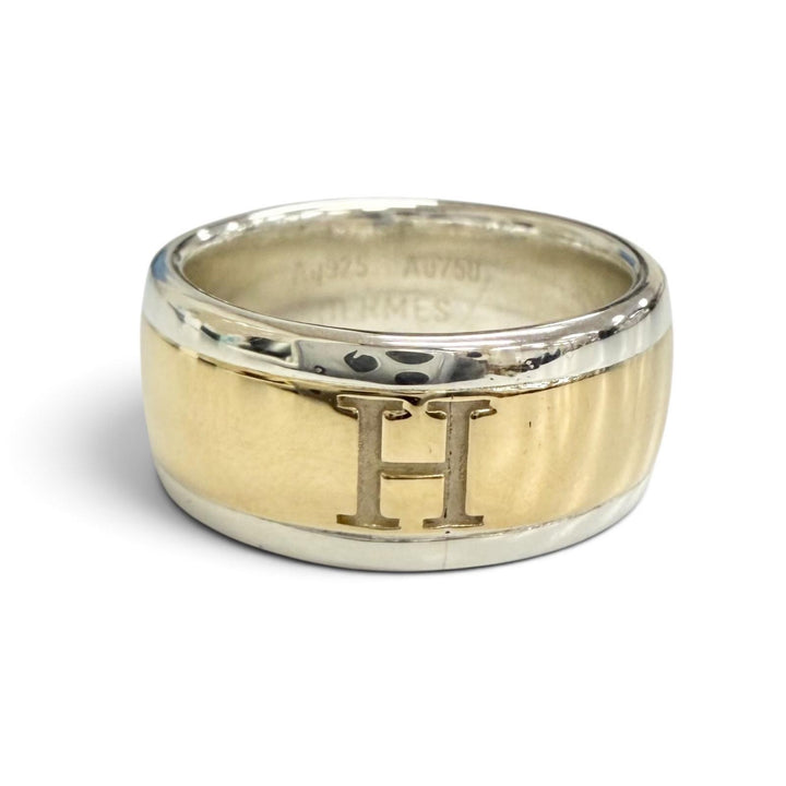 Great HERMES Ring ring H logo gold AU750 Women 48