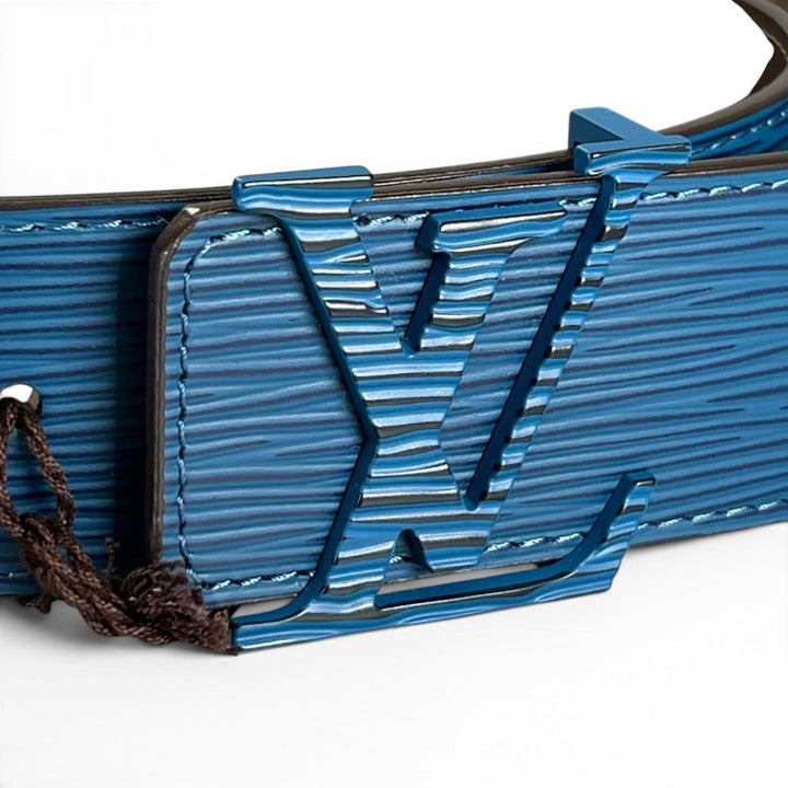 Pristine LOUIS VUITTON belt Suntulle LV Initial 40MM blue Epi Leather Women