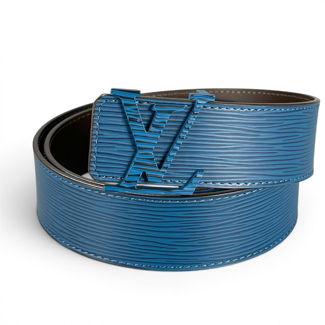 Pristine LOUIS VUITTON belt Suntulle LV Initial 40MM blue Epi Leather Women