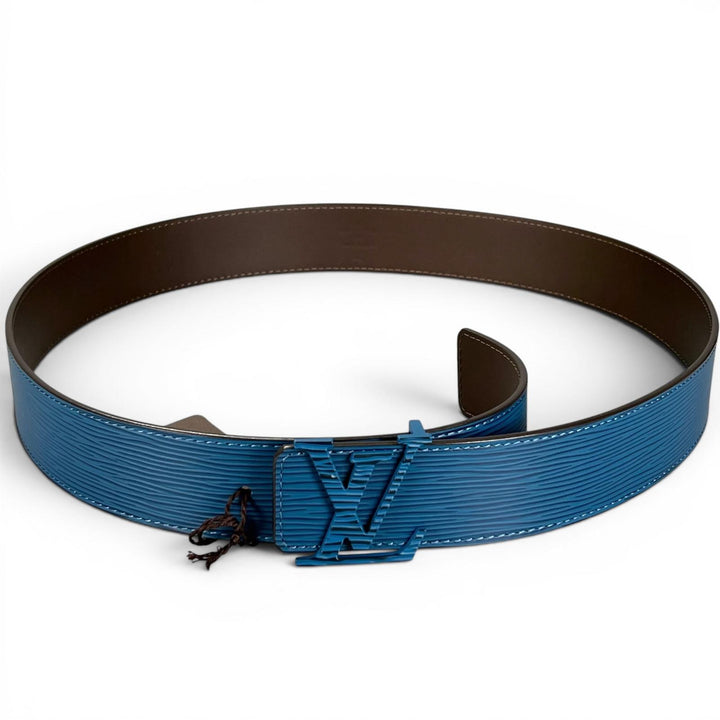 Pristine LOUIS VUITTON belt Suntulle LV Initial 40MM blue Epi Leather Women