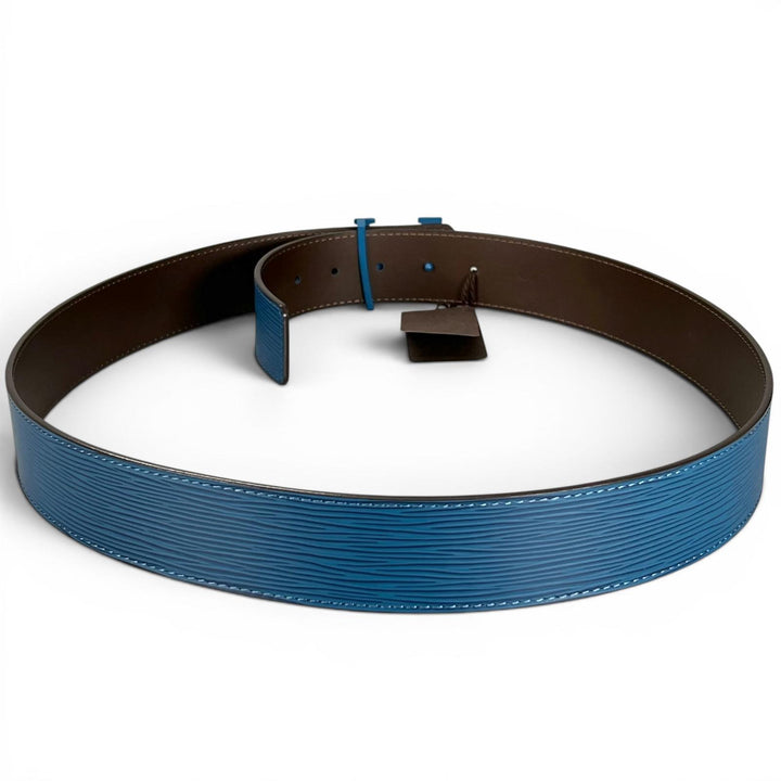 Pristine LOUIS VUITTON belt Suntulle LV Initial 40MM blue Epi Leather Women