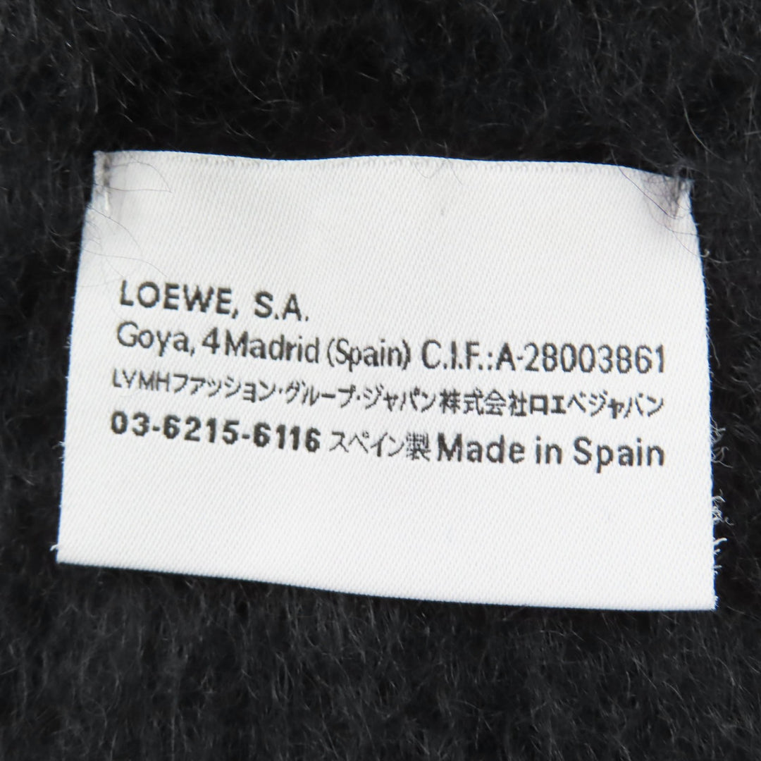 Great LOEWE Scarf Anagram leather patch with fringe black mohair Women