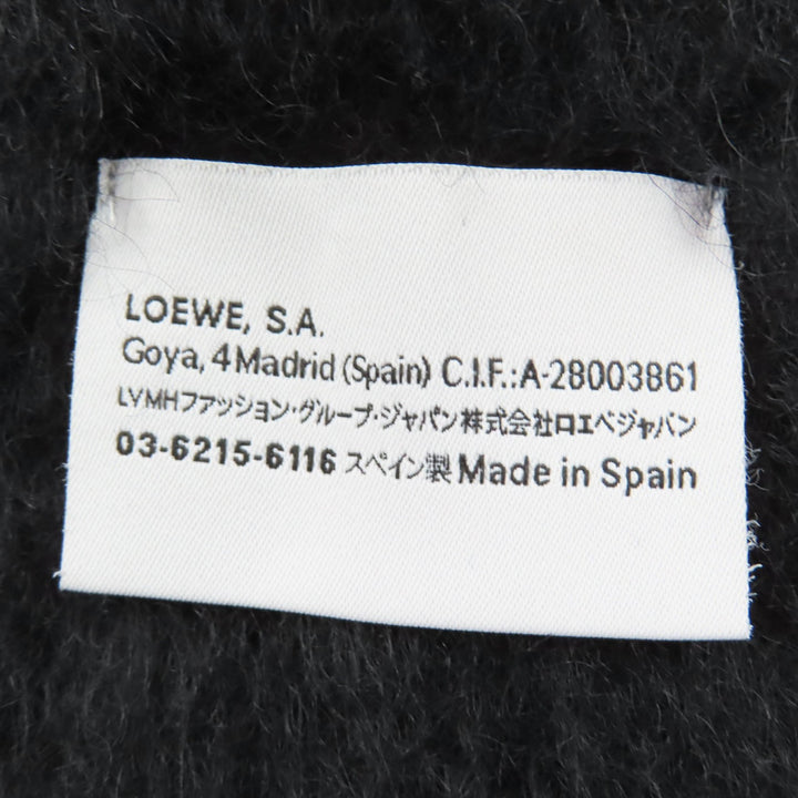 Great LOEWE Scarf Anagram leather patch with fringe black mohair Women