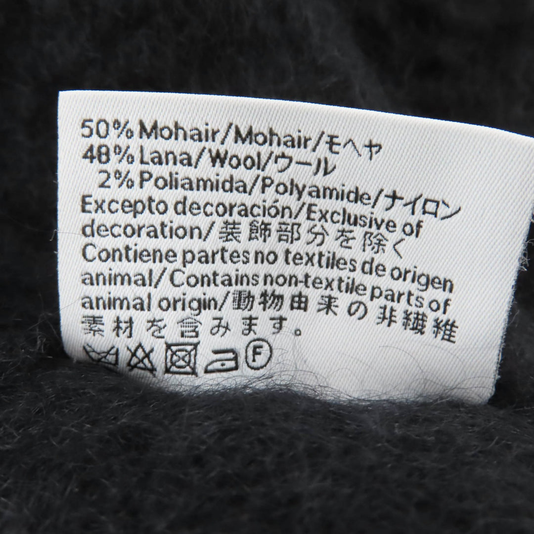 Great LOEWE Scarf Anagram leather patch with fringe black mohair Women
