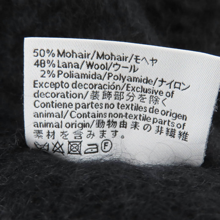 Great LOEWE Scarf Anagram leather patch with fringe black mohair Women