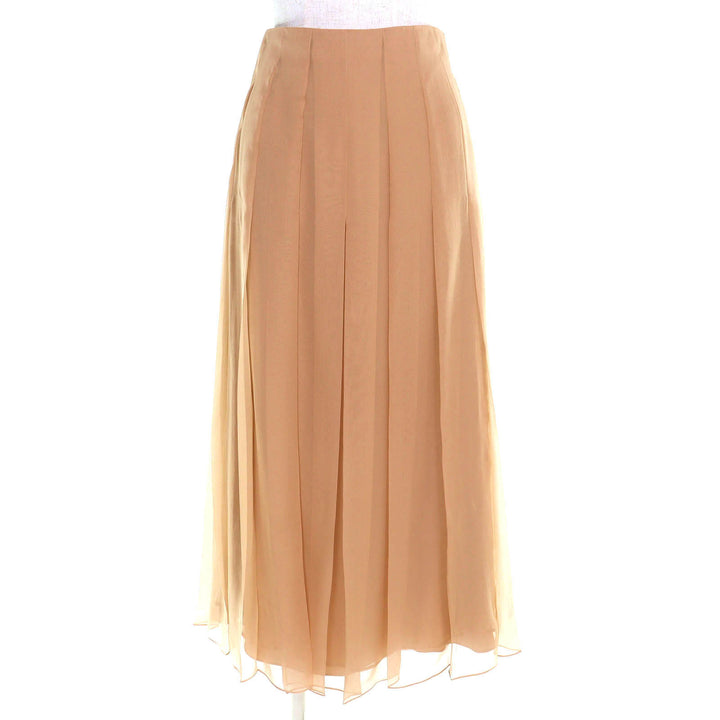 Excellent GUCCI Pleated skirt Chiffon Long pink beige silk Women 36 652774
