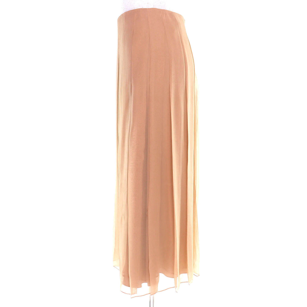 Excellent GUCCI Pleated skirt Chiffon Long pink beige silk Women 36 652774