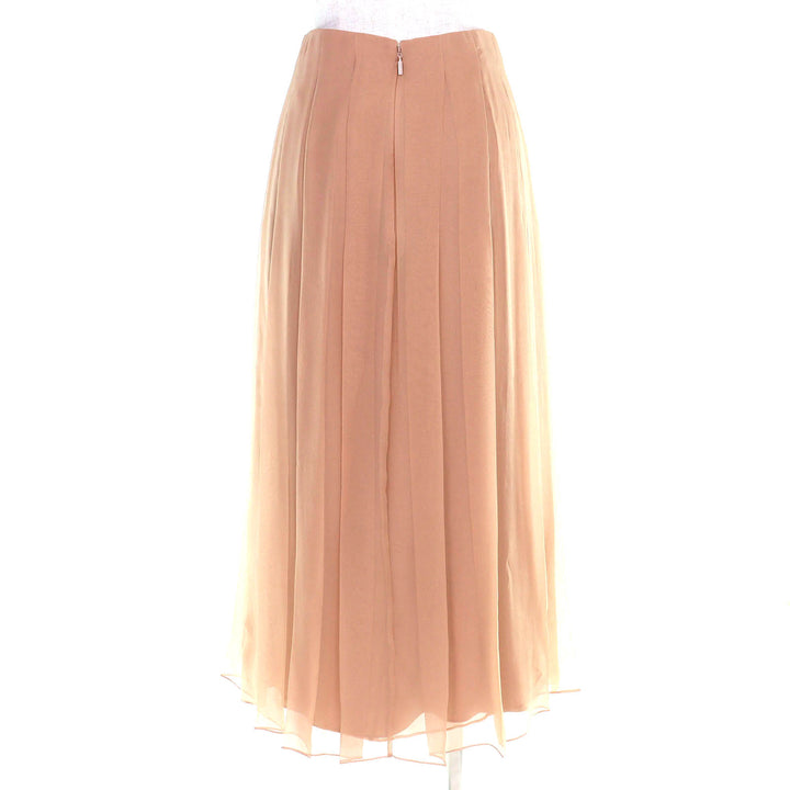 Excellent GUCCI Pleated skirt Chiffon Long pink beige silk Women 36 652774